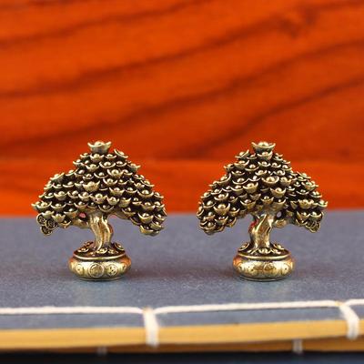 Brass Fortune Tree Ornaments Potted Tree Ingot Tree Retro Brass Ornaments Living Room Office Desktop Sculpture