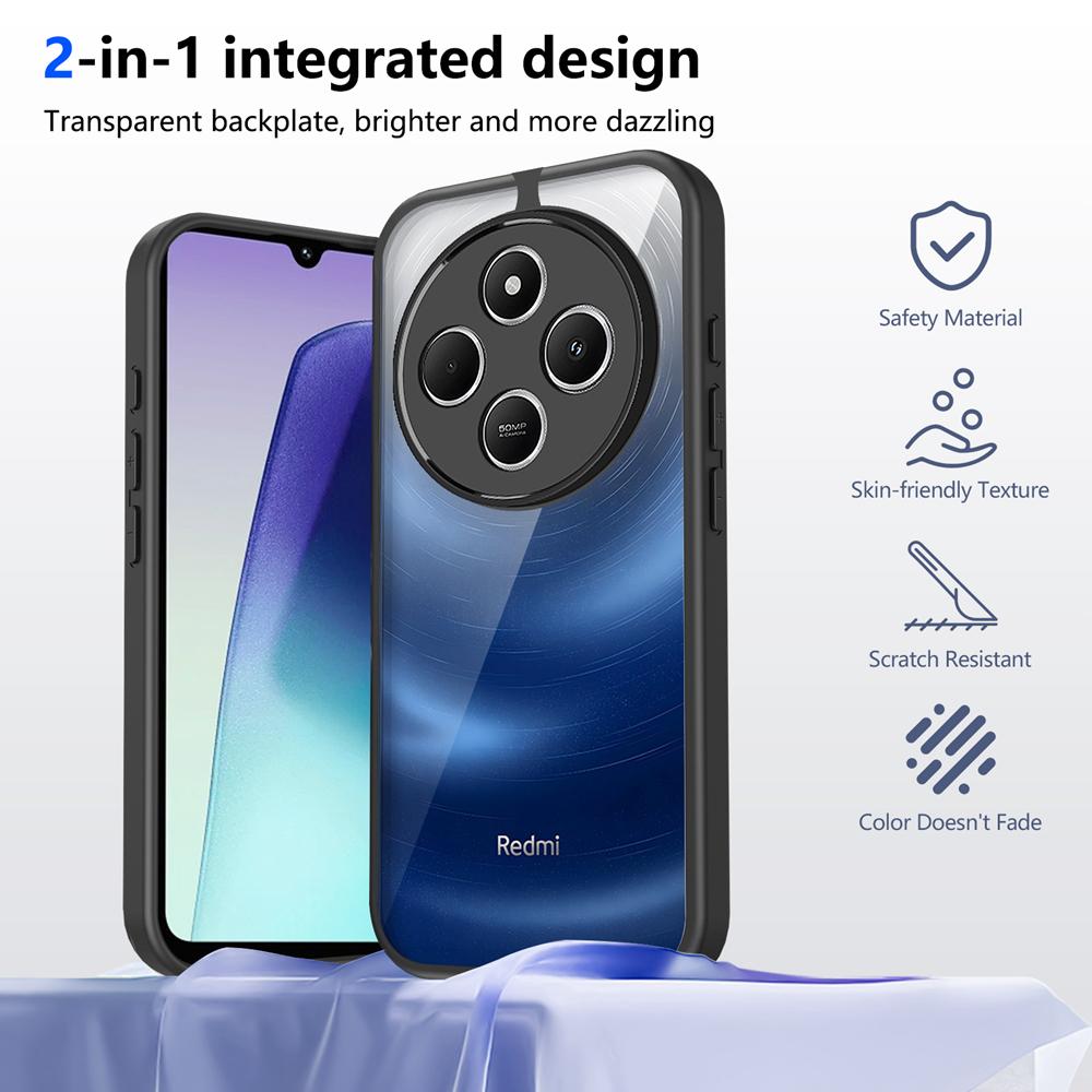 KEYSION Transparent Phone Case for Redmi 14C Soft Silicone+PC Clear Shockproof Phone Back Cover for Xiaomi POCO C75