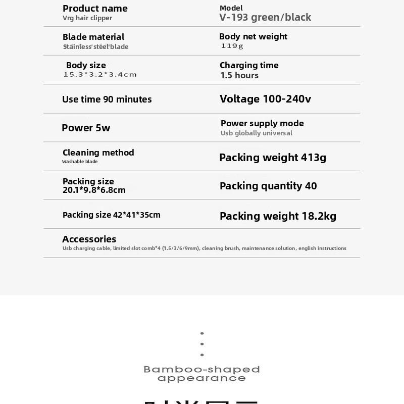Metallkörper Elektrisches Beschneidungsmesser Bambusform Aussehen Flur Zuhause Ölkopf Schnitzen Elektrische Beschneidung T-förmiges Messer Haarschneidewerkzeug