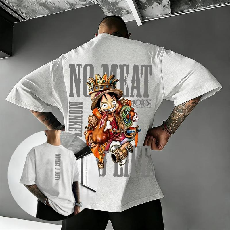 

One Piece Anime Luffy Cotton T Shirt Men Women Summer 2026 Streetwear Oversized Casual Graphic Tee Loose Short Sleeve Tops Y2k S