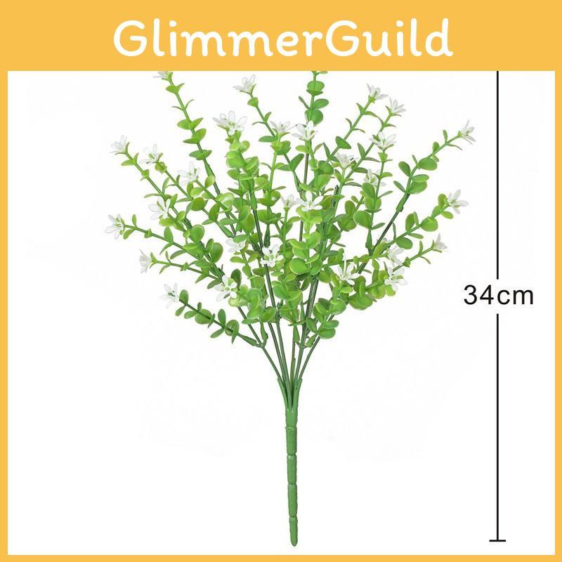 Eucalyptus Smith Robusta Plant With Plastic Flowers For Indoor Decor Home