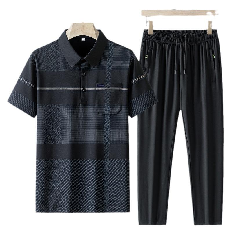 Summer 2024 Father's Day Polo Set for Middle-Aged Men - Short-Sleeve Sportswear for Dad (50-60 Years)