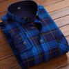 Męska Gruba Koszula w Kratę z Długim Rękawem z Podszewką z Polaru dla Osób w Średnim i Starszym Wieku