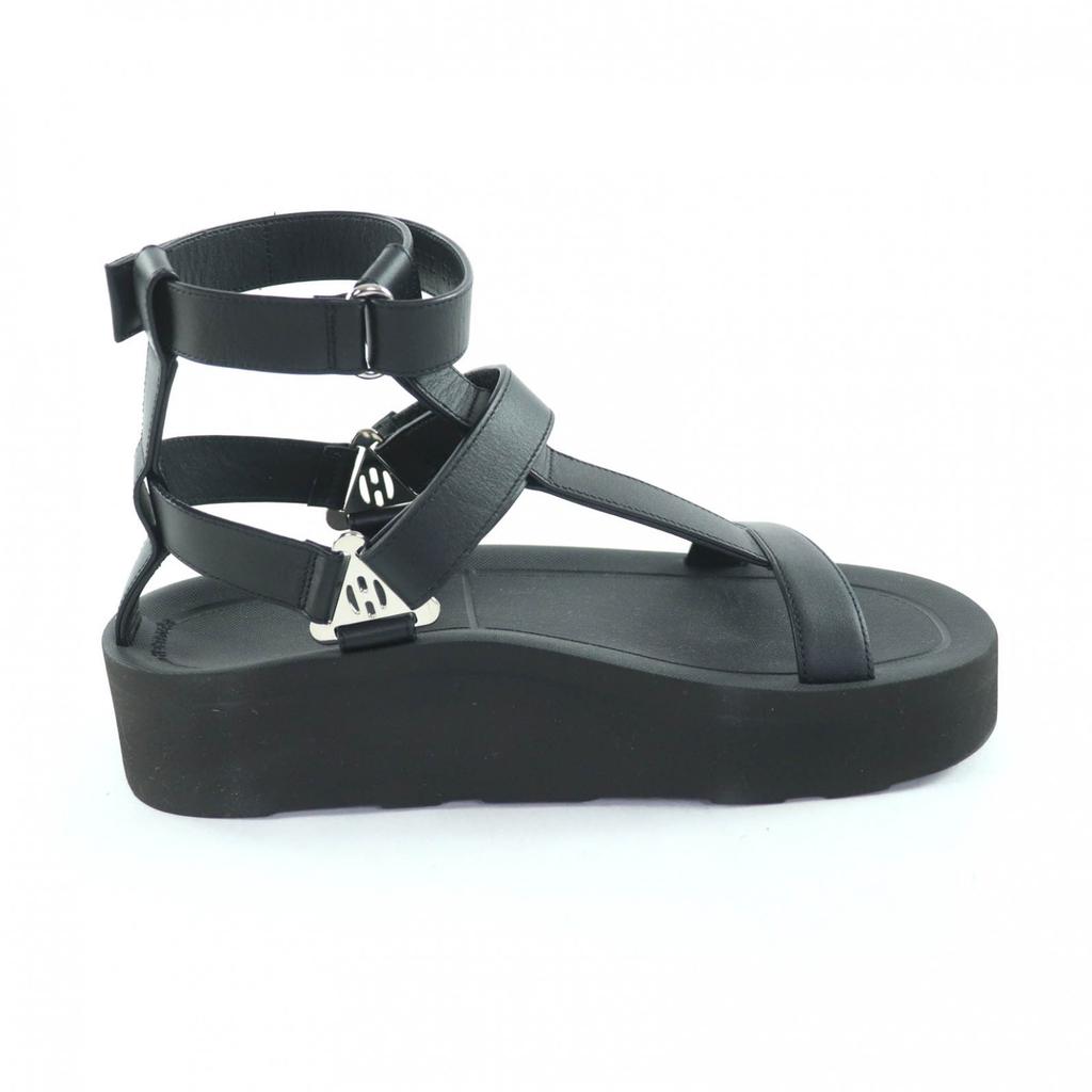 Excellent HERMES Sandals Enid Velcro ankle strap leather black leather Women 37 Used