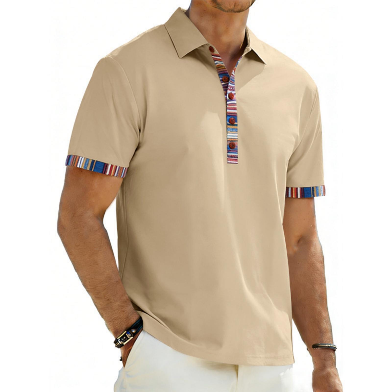 

Men s Casual Trend Shirt With Reversed Collar And Contrasting Colors, Short-sleeved Shirt For Sportswear XL хакі