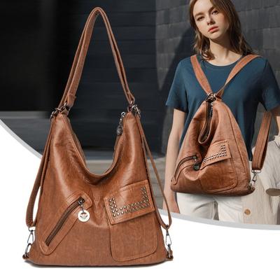 Damen Lässige Tragetasche mit mehreren Taschen Große Kapazität Schulter-Umhängetasche Vintage Reisetasche aus weichem Leder
