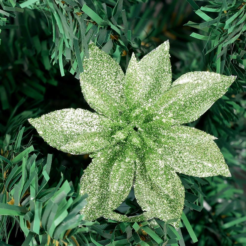 

50/5 шт. рождественские искусственные цветы рождественские елочные венки украшения блестящие искусственные цветы свадьба новый год вечеринка украшения подарки 5PCS