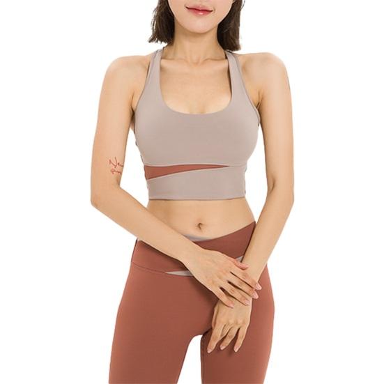 Workout Sets for Women 2 Piece Seamless U Neck Crop High Waist Shorts Color-Blocking Slimming Athletic Gym Yoga Outfits for Yoga Pilates Activewear
