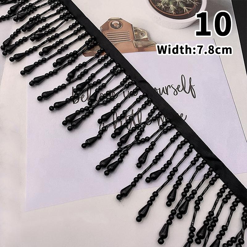 2 Yard Imitation Pearl Bead Pendant Tassel Fringe Lace Trim Diy Upholstery Wedding Dress Costume Edging Lace Ribbon Decor Carfts