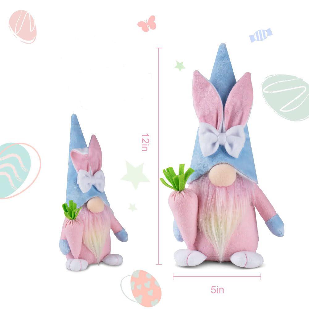 Faceless Bunny Doll with Radish-Colored Egg Ornament for Easter Party Décor