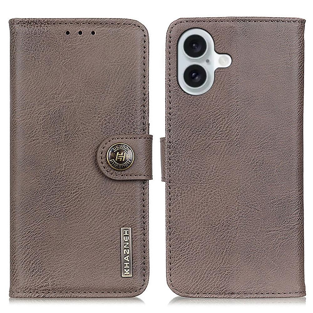 KHAZNEH For iPhone 17 Wallet Case Cowhide Texture Leather Flip Phone Cover