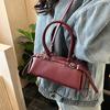 Elegant PU Handbag for Women Classic Barrel Shape Design with Dual Handles and Adjustable Shoulder Strap