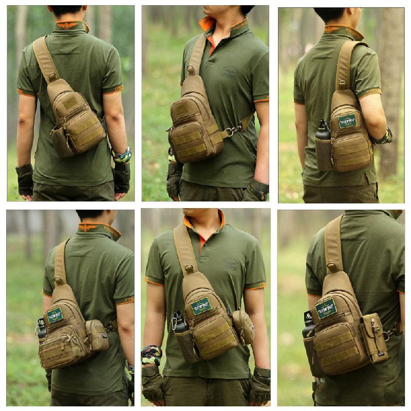 Tactical Shoulder Bag Men Outdoor Chest Bag Sling Molle Multicam Camouflage Camping Travel Hiking Hunting Military Crossbody Bag