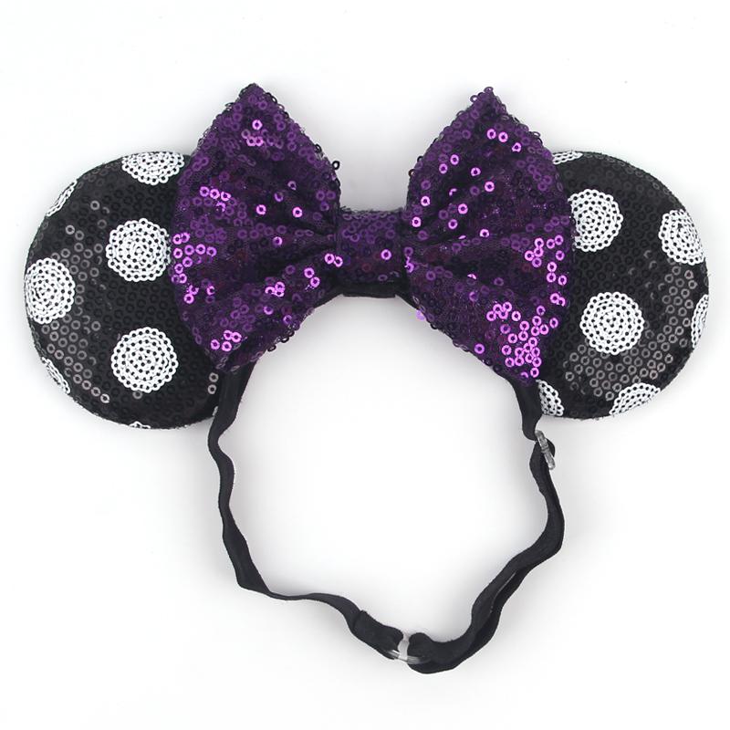 Disney Mausohren Verstellbares Elastisches Stirnband Für Baby Erwachsene Pailletten 5" Schleife Haarband Festival Party DIY Haarschmuck