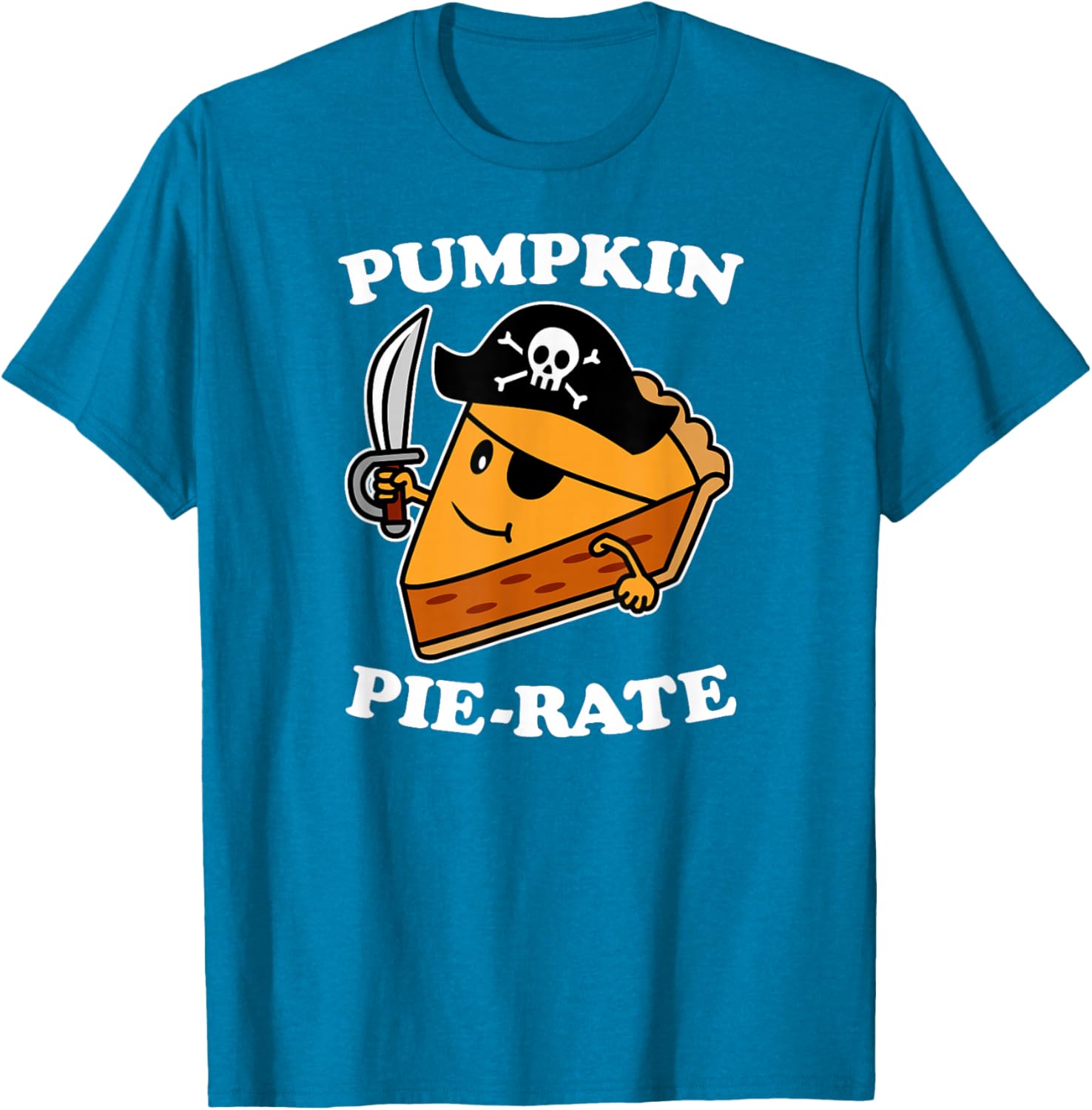 Pumpkin Pie Pirate Pun Funny Cartoon Graphic T-Shirt Men Casual Short Sleeve Cotton Tee 4XL