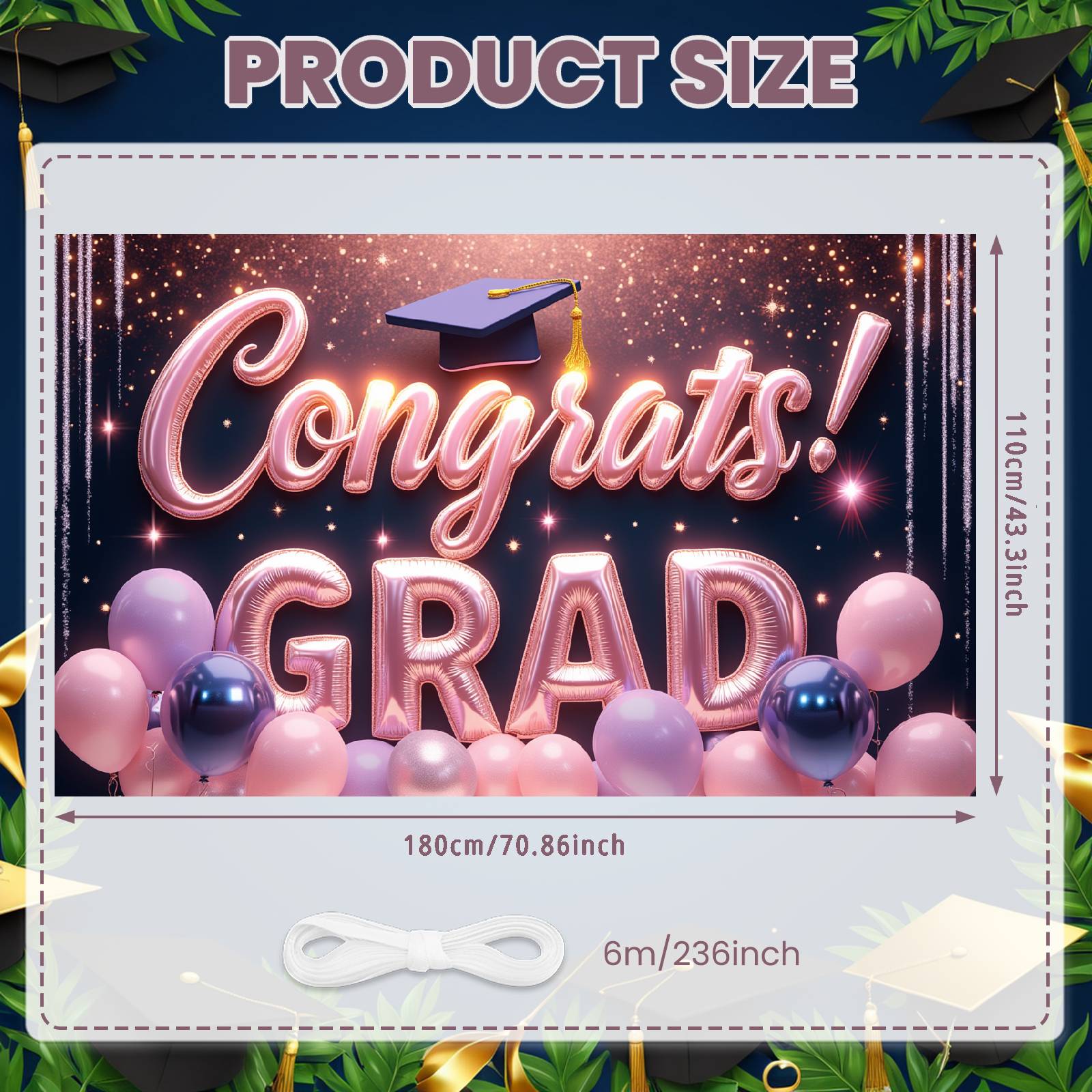 

Grad Backdrop Pastel Pink Graduation Banner Grad Event Banner Festive Design Graduation Background For Graduation Celebration