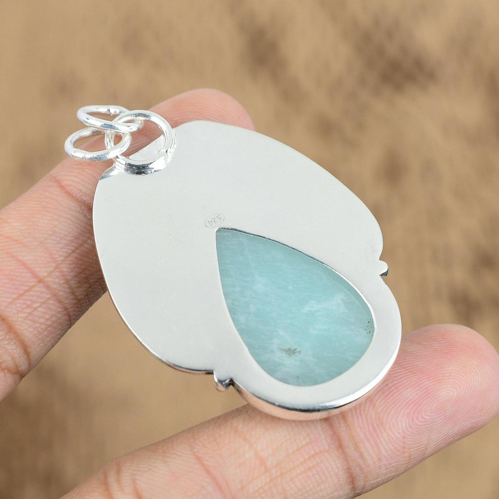 Womens Day Sale 925 Sterling Silver Amazonite Stone Elegant Wife Pendant Jewelry