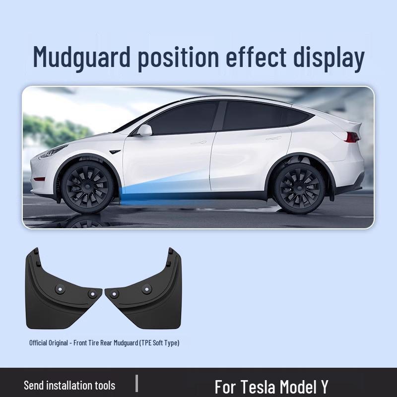 

Брызговики TPE без сверления для Tesla Model Y/3 - Передние и задние