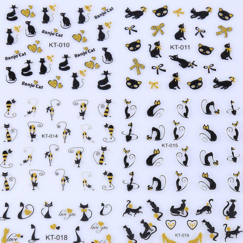 30Pcs/set Nail Stickers Pink Cute Cartoon Flower Personality Trend 3D Nail Stickers Children Animal Nails Decal Nail Decoration