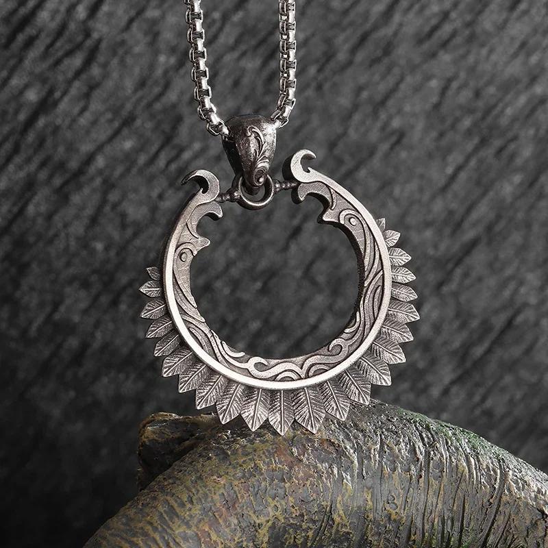 Sieben Engel Magischer Kreis Salomons Siegel Amulett Halskette Anhänger Herren Punk Retro Glücksbringer Schmuck