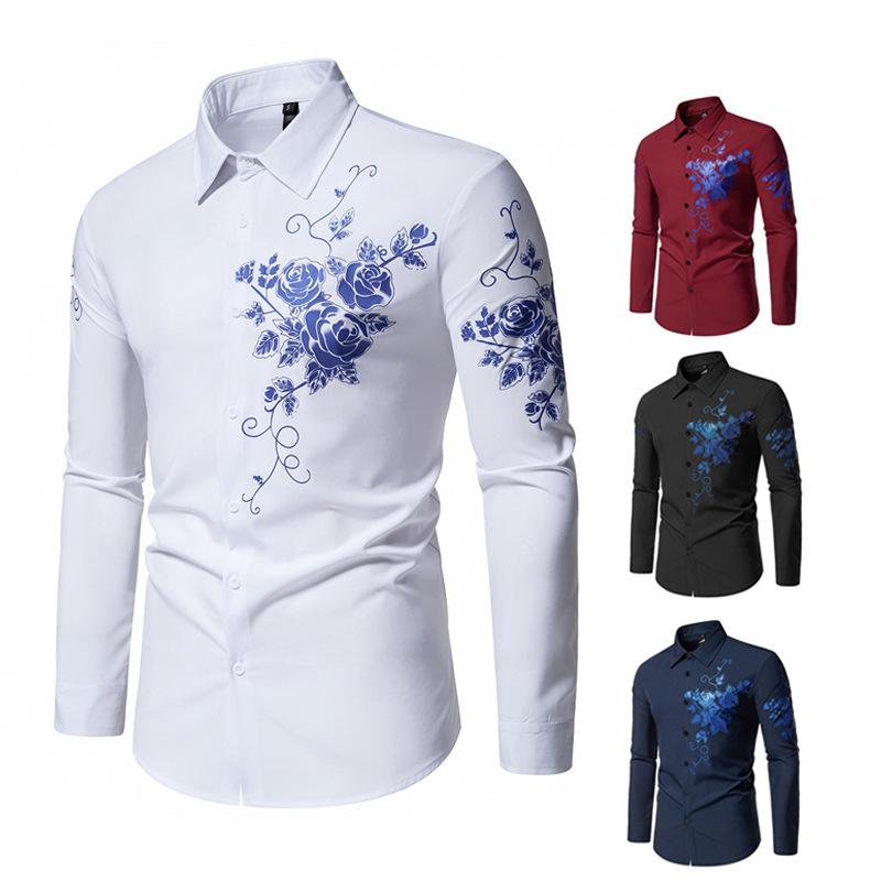 New Men's Triangular Neck Long Sleeve Shirt Youth Handsome Bottom Shirt