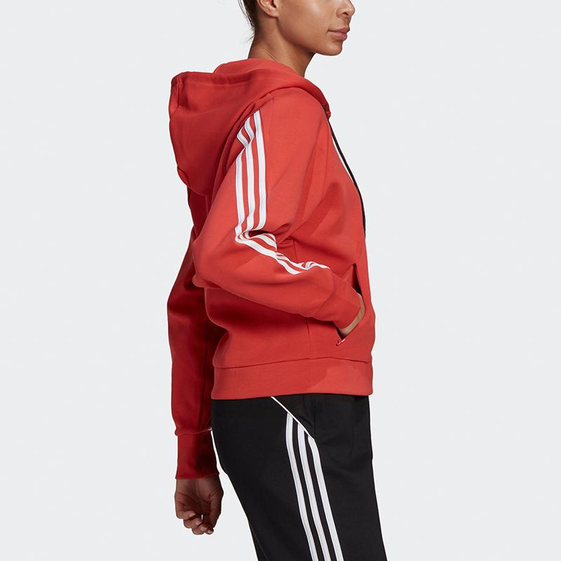 Adidas W Fi 3S Fz Hd Sports Solid Color Striped Jacket Women Jacket Deep-Pink GJ5418