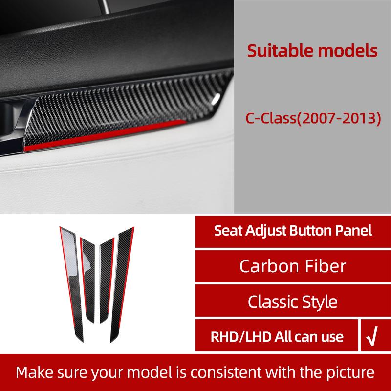 BETTERHUMZ For Mercedes Benz W204 C Class Accessories Carbon Fiber Central Control Gear Shifter Panel Trim Sticker Car Interior