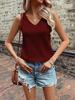 Summer Backless V-neck Knit Casual Sports Tank Top for Women