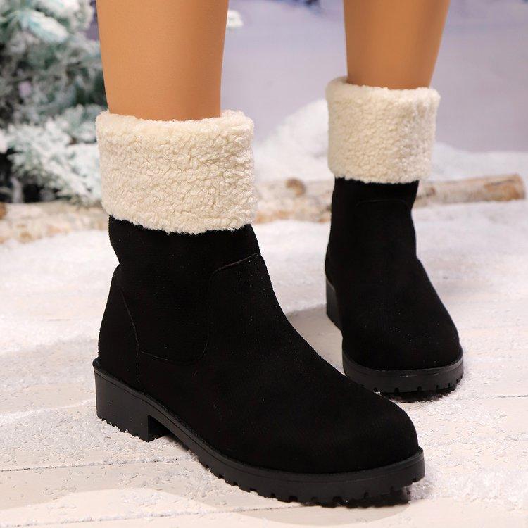 

Большой размер женские осенне-зимние новые флисовые полусапожки женские TEUM хлопковые ботинки 42 чёрный