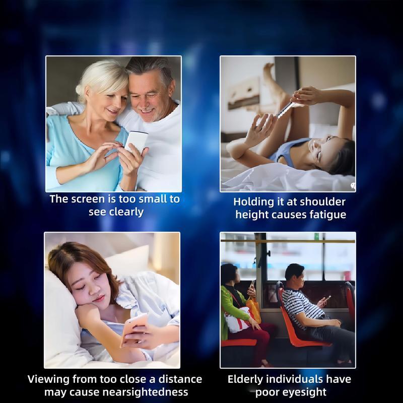 3D HD Phone Screen Amplifier Projector, Foldable Stand for Movies Videos Games, Compatible with All 10/12 Inch Smartphones