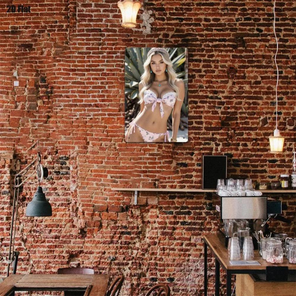 **Vintage 2D Flat Blonde Metal Wall Art for Home Decor, Holiday Halloween Christmas Beach Gift**