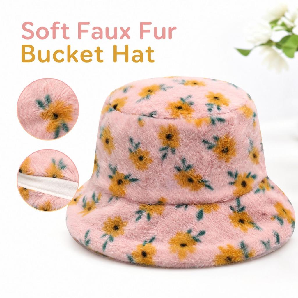 Women's Printed Fisherman Hat Warm Hat for Fall Winter Casual Outdoor Wear