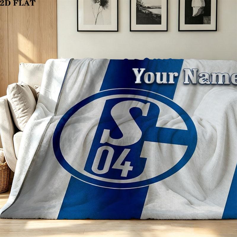 1PC FC Schalke 04 Custom Name Patterned Flannel Blanket Suitable For All Seasons for Home Decor Warmth and Comfort Gifts Holiday Present