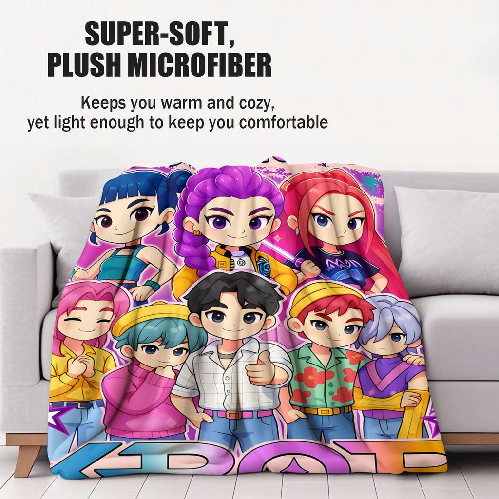 1 Pezzo Coperta in Flanella Cartone Animato K Pop Demon Hunter Peluche Coperta Alla Moda Calda per Camera da Letto Ufficio Riposino Viaggio Campeggio Carino Regalo per Fan