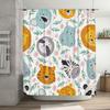 Animal Print Shower Curtain Multicolor Animal Design Bath Decor with Hooks for Home Decoration (White)