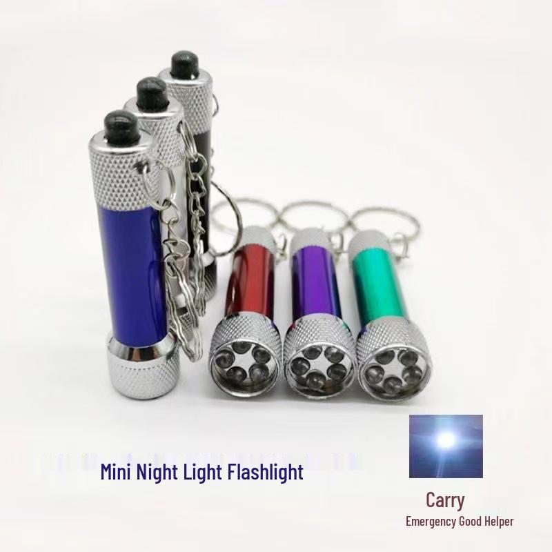 Mini 5-LED Aluminum Keychain Light: Portable, Strong, Multifunctional Outdoor Flashlight Gift