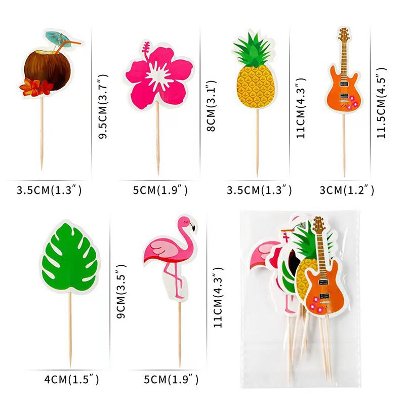 

6 шт. Гавайские фламинго тропические растения вставка для торта украшение свадебная годовщина вечеринка тема летнее украшение
