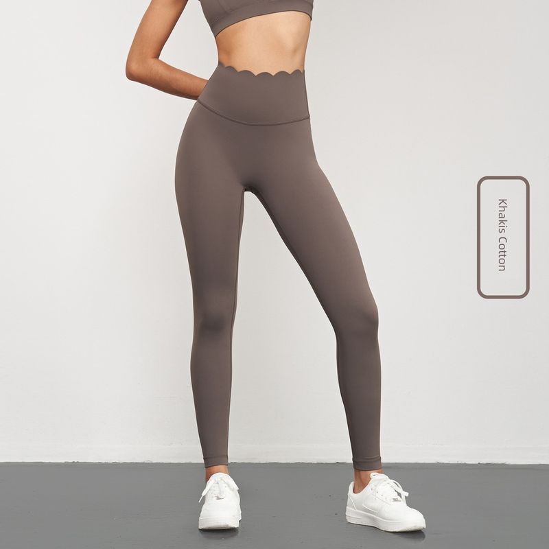 

New Arrival Seamless Put Curved-Edge High Waist No Embarrassment Line Yoga Pants Women s Hip Lifting Peach Pants Outdoor Running Fitness Pants Kachi Brown 8/L