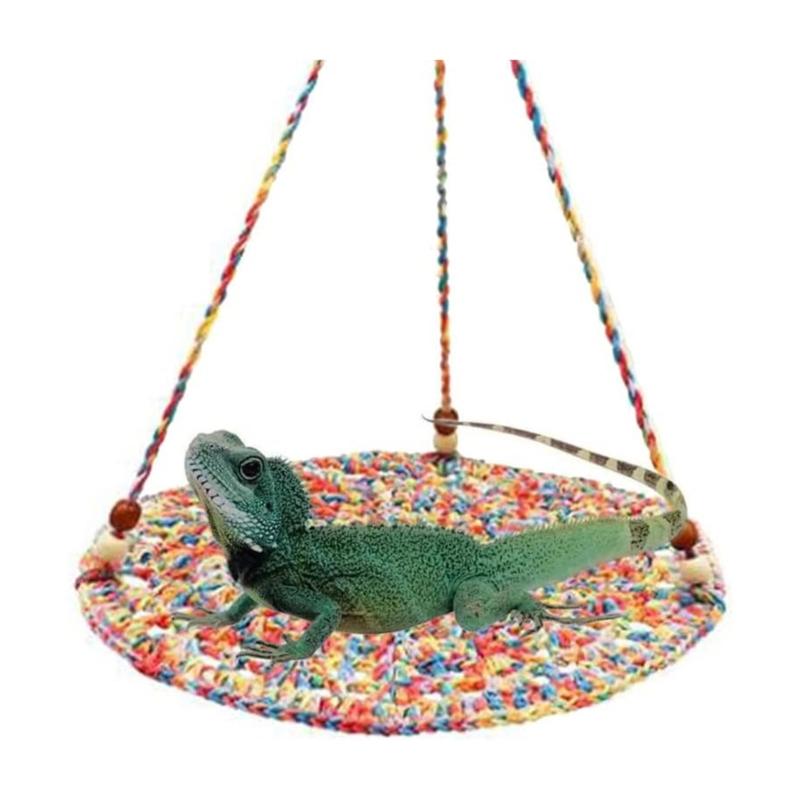 Reptile Summer Hammocks Lizards Hammock Bearded Dragons Round Crocheted Net Hammock Bed Crocheted Supplies