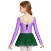 Girls Princess Costume Mesh Patchwork Long Sleeve Sparkly Rhinestones Lace Decor Contrast Color Dress