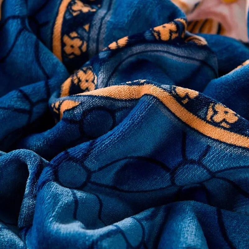 4pcs Bedding Set Fine Velvet Duvet Cover King Queen Size Thicken Quick Warm Coral Fleece Quilt Cover Bed Sheet Pillowcase