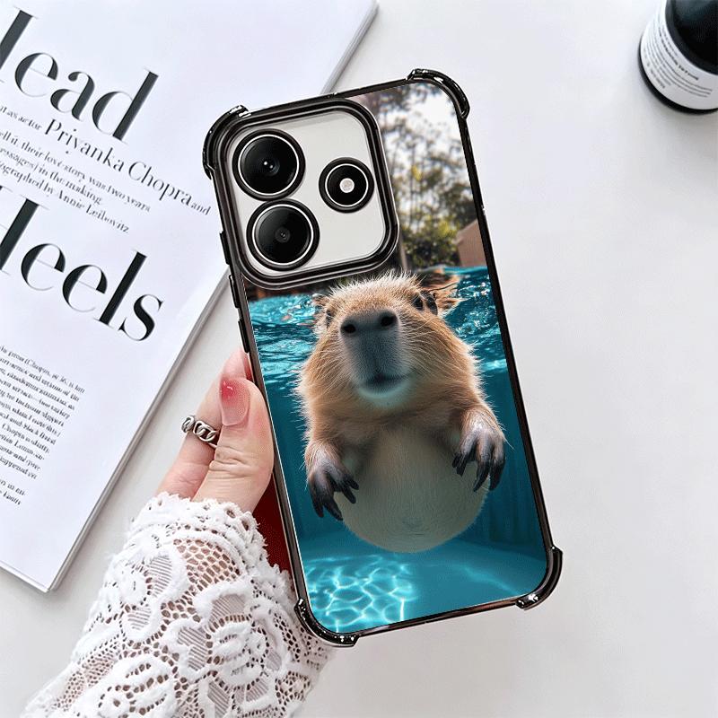 Animal Capybara Cute Plating Phone Case For Xiaomi Redmi Note 14 15 Pro Plus 13 12 11 11S 11T 10 9S 9 5G Anti-Fall Airabag Cover