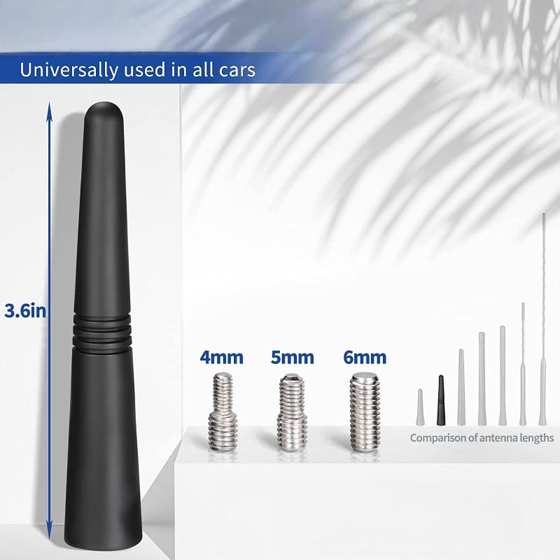 1 Set Autoantenne Mini Kurz Fahrzeugzubehör Starkes Radio Dachmontage Fm Am Dab Schwarz 9cm Länge Auto Universal Mit Schrauben