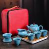 Travel Tea Set, Portable Storage Bag, Creative Ceramic Kung Fu Teapot, Tea Tray, Complete Set of Business Gifts