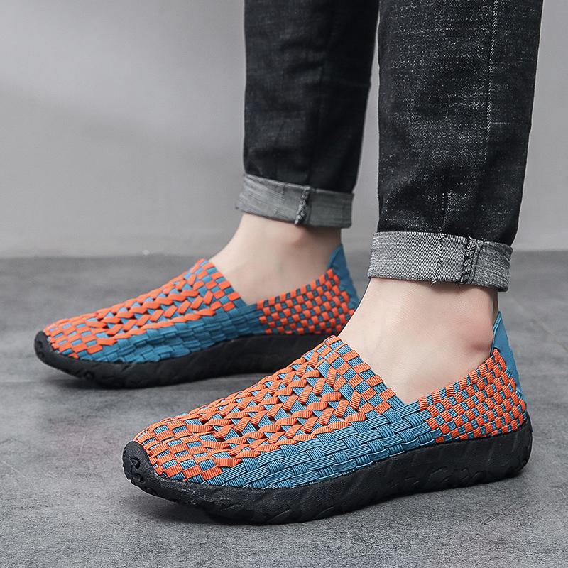 Sneakers Estive da Uomo Nere Treccia Spiaggia Morbide Leggere Scarpe Sportive Casual Tessuto Traspirante Slip on Ballerine