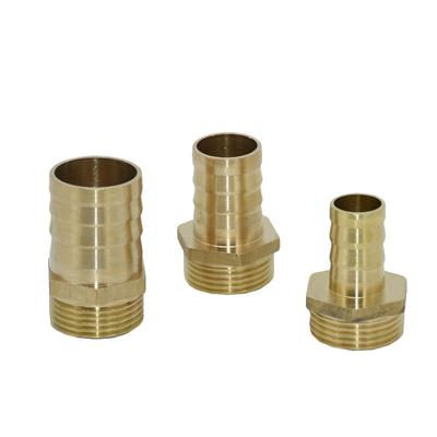 Conector de latón para tubería 16mm 19mm 25mm 32mm Manguera a Rosca Macho G1" Barb Conector 3/4 1" manguera conector cobre jardín 1uds