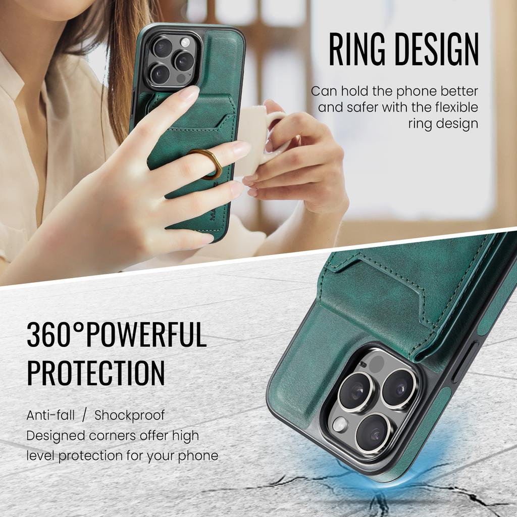 MAGKING K1 Series For iPhone 16 Pro Magnetic Case PC+TPU+PU Phone Cover with Card Holder Kickstand