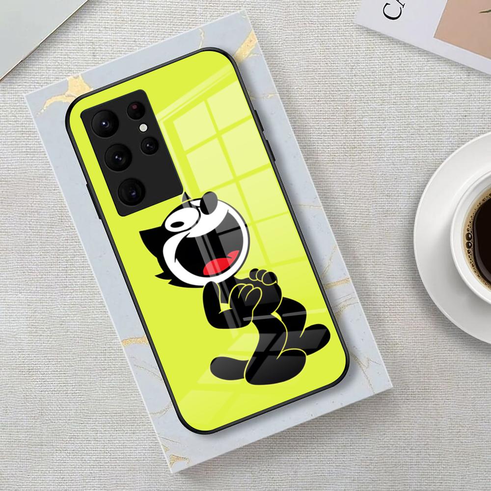 Felix The Cat Handyhülle für Samsung S26 S25 Edge Ultra 23 22 21 20 Ultra Plus S24 Fe Glasabdeckung