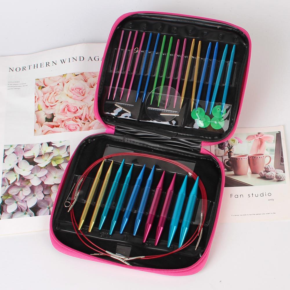 For Beginners Gift Circular Knitting Needles Set For Crochet Yarn Knitting Accessories Kit 26Pcs Interchangeable Crochet Needles