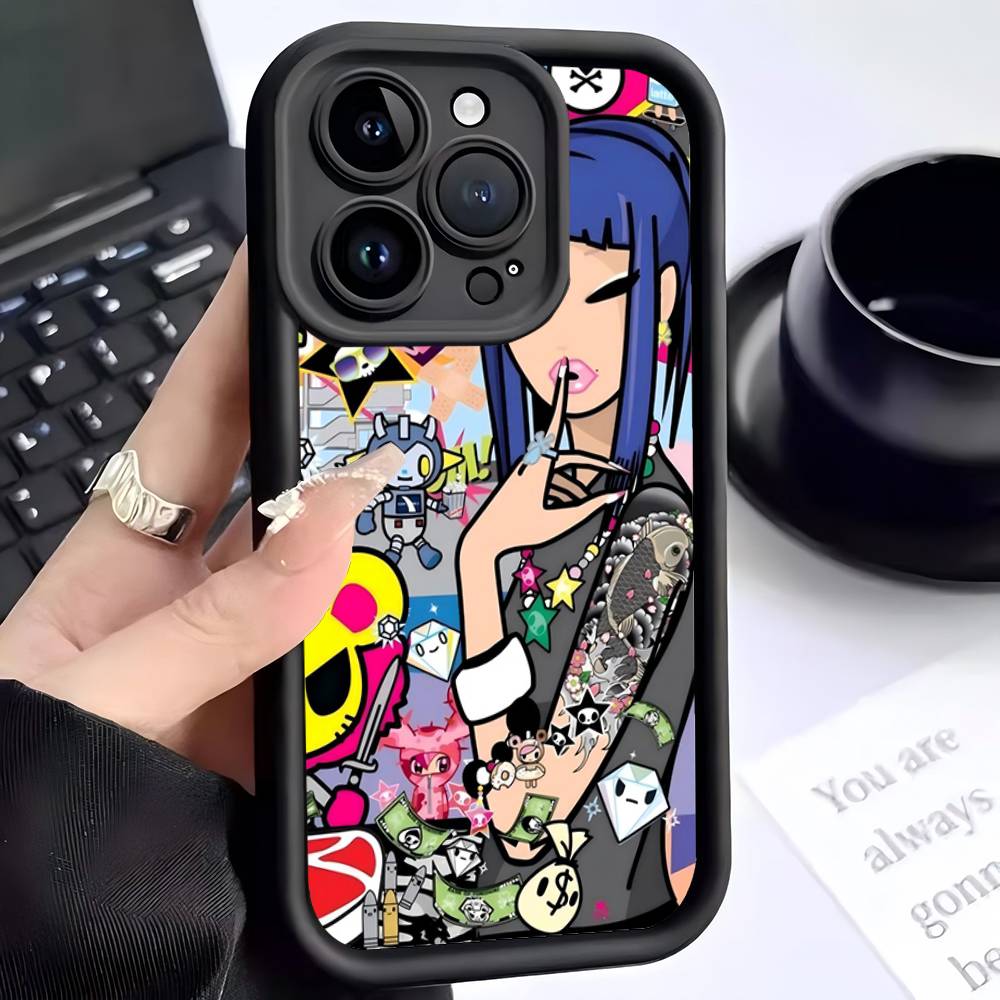 Japan Tokidokis For iPhone 17 16 15 14 13 12 11 Pro Max Plus Black Full Coverage Soft Funda Silicone Cover